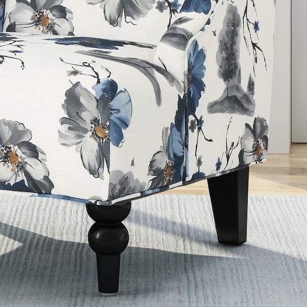 Noble house hannah fabric blue floral club discount chair