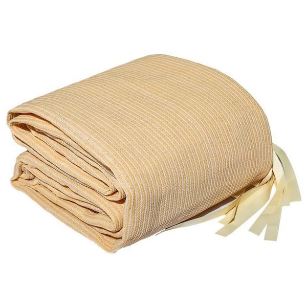 Shatex 12 ft. x 12 ft. 90% Sunblock Shade Cloth Cover with Ready-Tie Up Ribbon for Plants Pergola Porch in Wheat