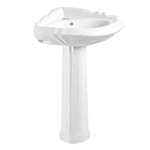 Venus 27 in. x 21 in. Ceramic Pedestal Sink in Glossy White