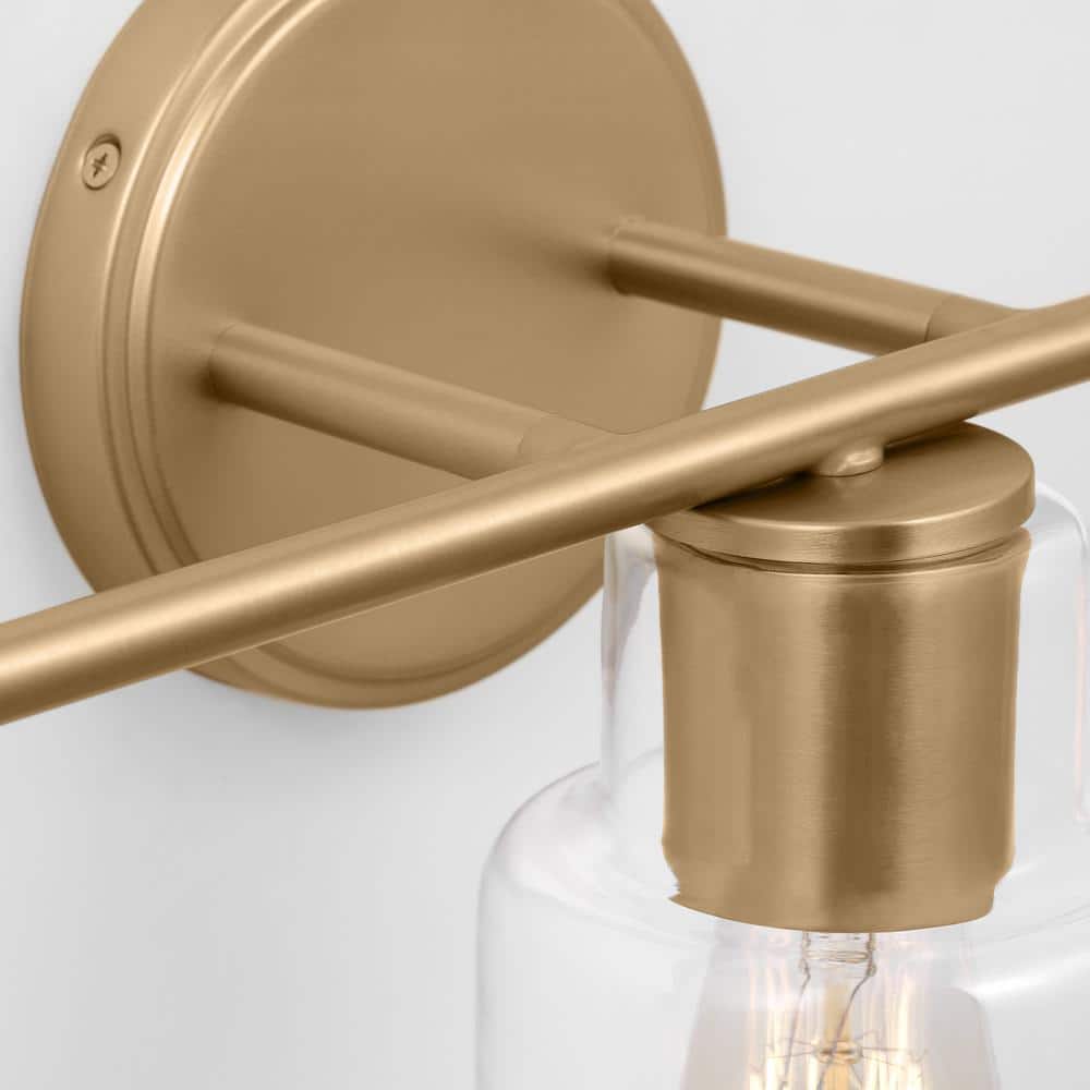Satin Brass 3-Light Vanity with Clear Glass Shades