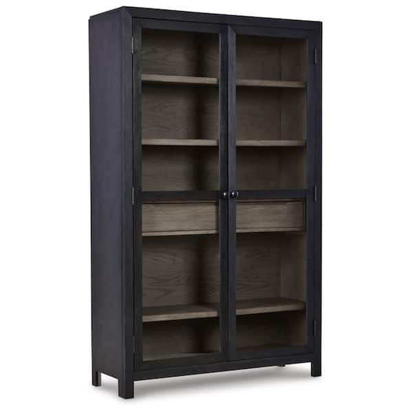 Lenston Black/Gray 76 in. Accent Cabinet with 3 Shelves and Doors