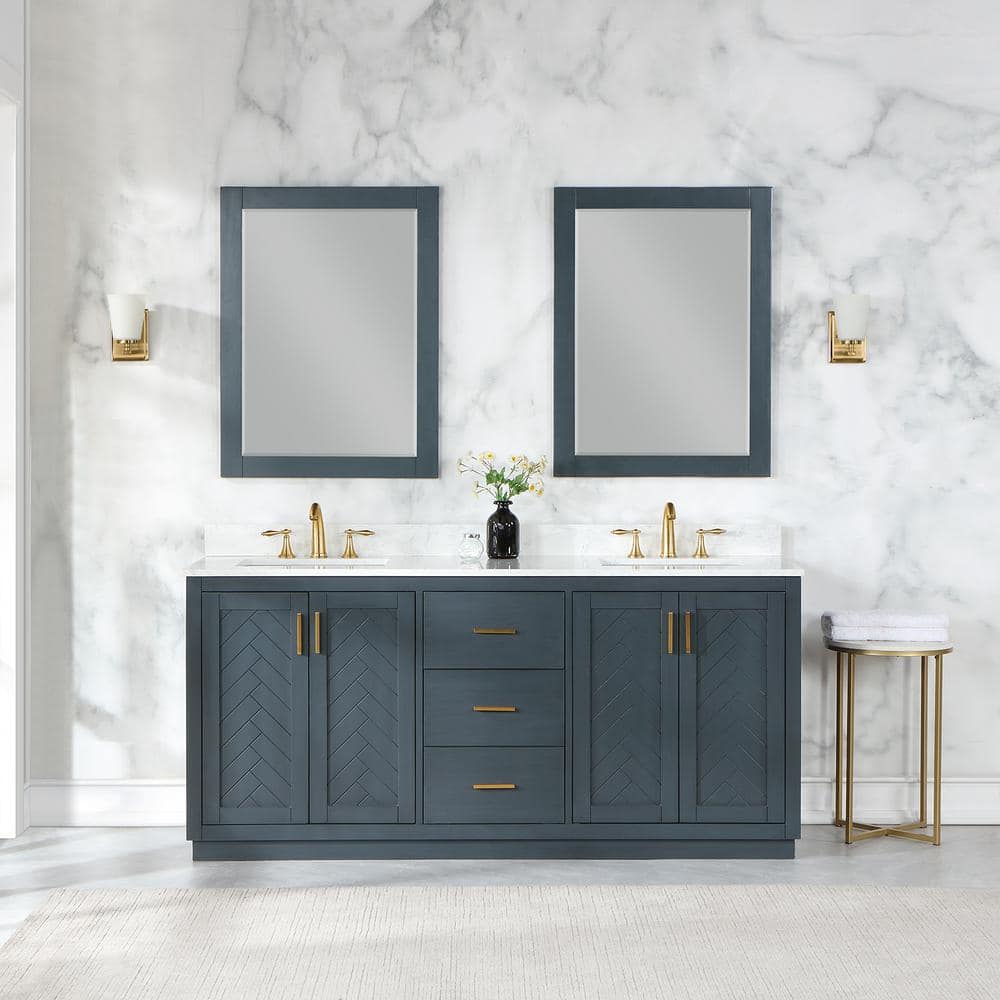 Altair Gazsi 72 in.W x 22 in.D x 34 in. H Double Sink Bath Vanity in Classic Blue with White Composite Stone Top and Mirror -  543072-CB-GW