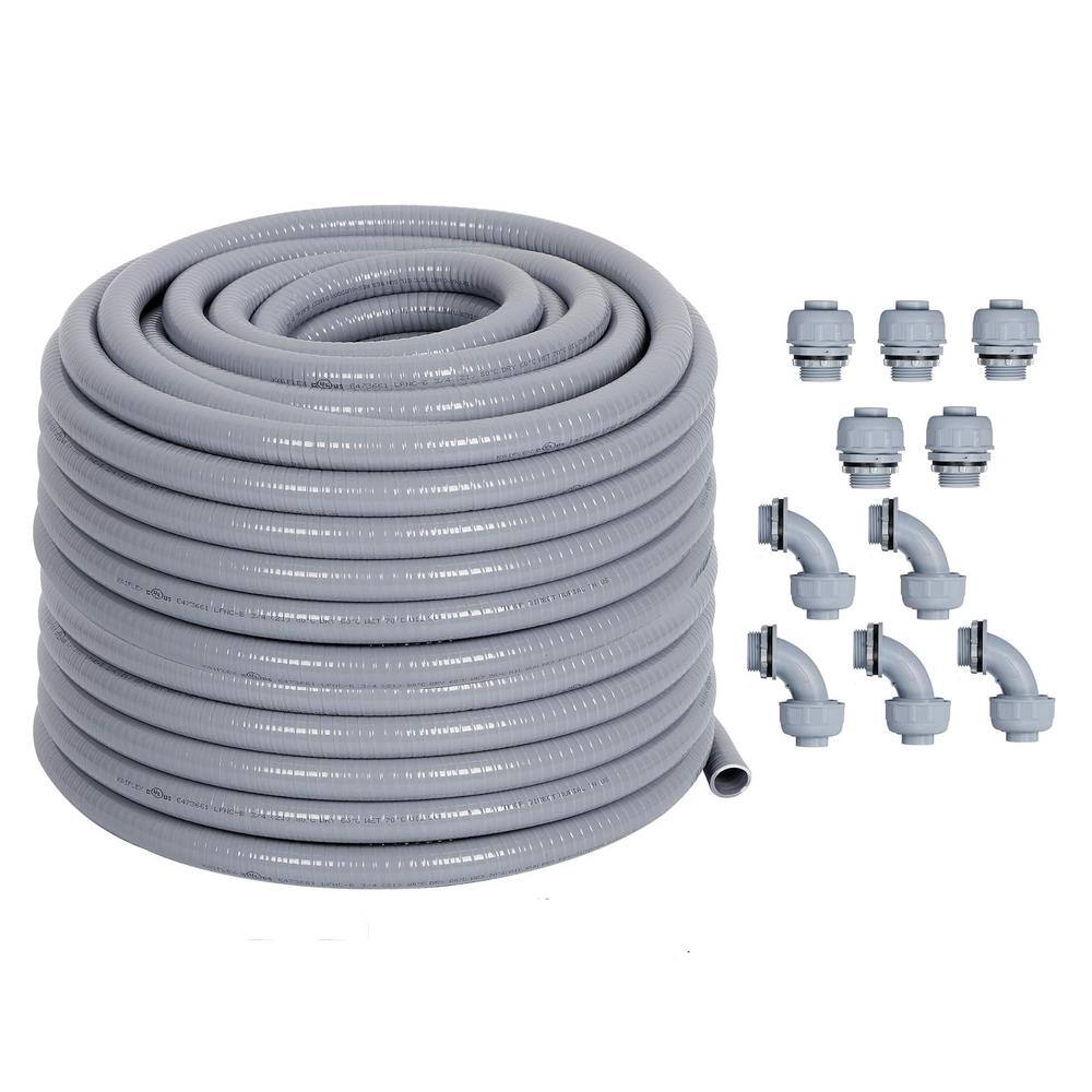 1/2 in. x 100 ft. Electric Non-Metallic Pure PVCLiquid Tight Conduit with 5 Straight and 5 90-Degree Connector Fittings price history on PriceWatchPro