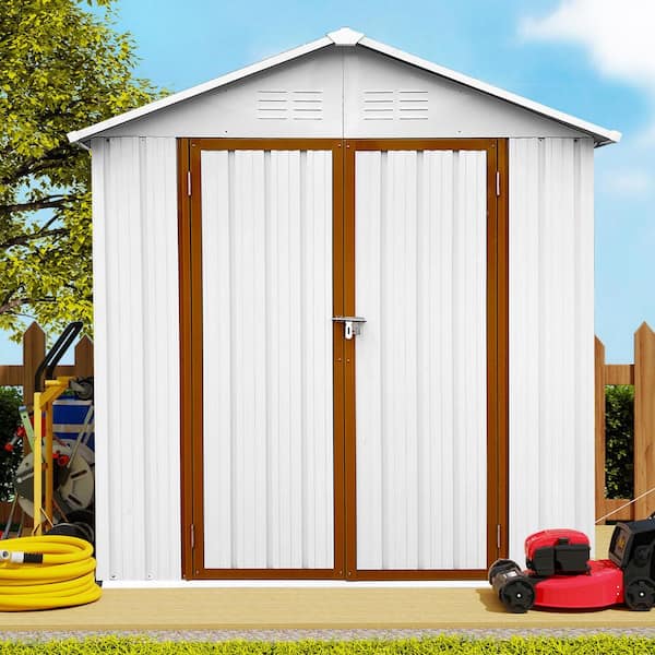 6 ft. D x 4 ft. W Outdoor Storage Metal Apex Shed, Foundation Include, Vents, 24 sq. ft. Coverage - No Floor