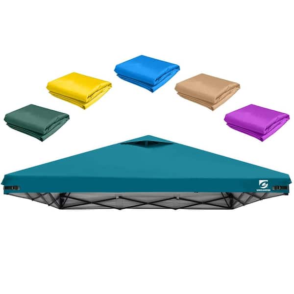 10x10 Pop Up Canopy Replacement Top Cover with Air Vent for Straight Leg Canopy Tent in Ocean Blue
