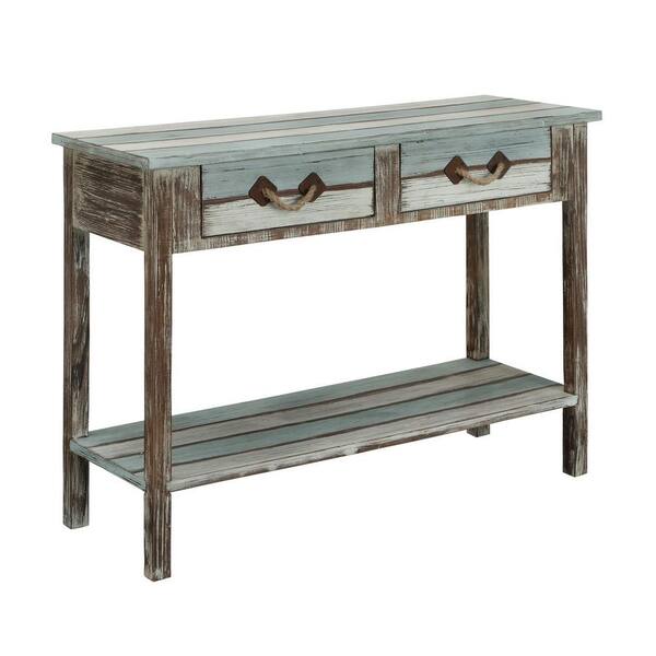 Coast to Coast Accents Islander 43 in. Multi-Colored Standard Rectangle Wood Console Table with 2-Drawers