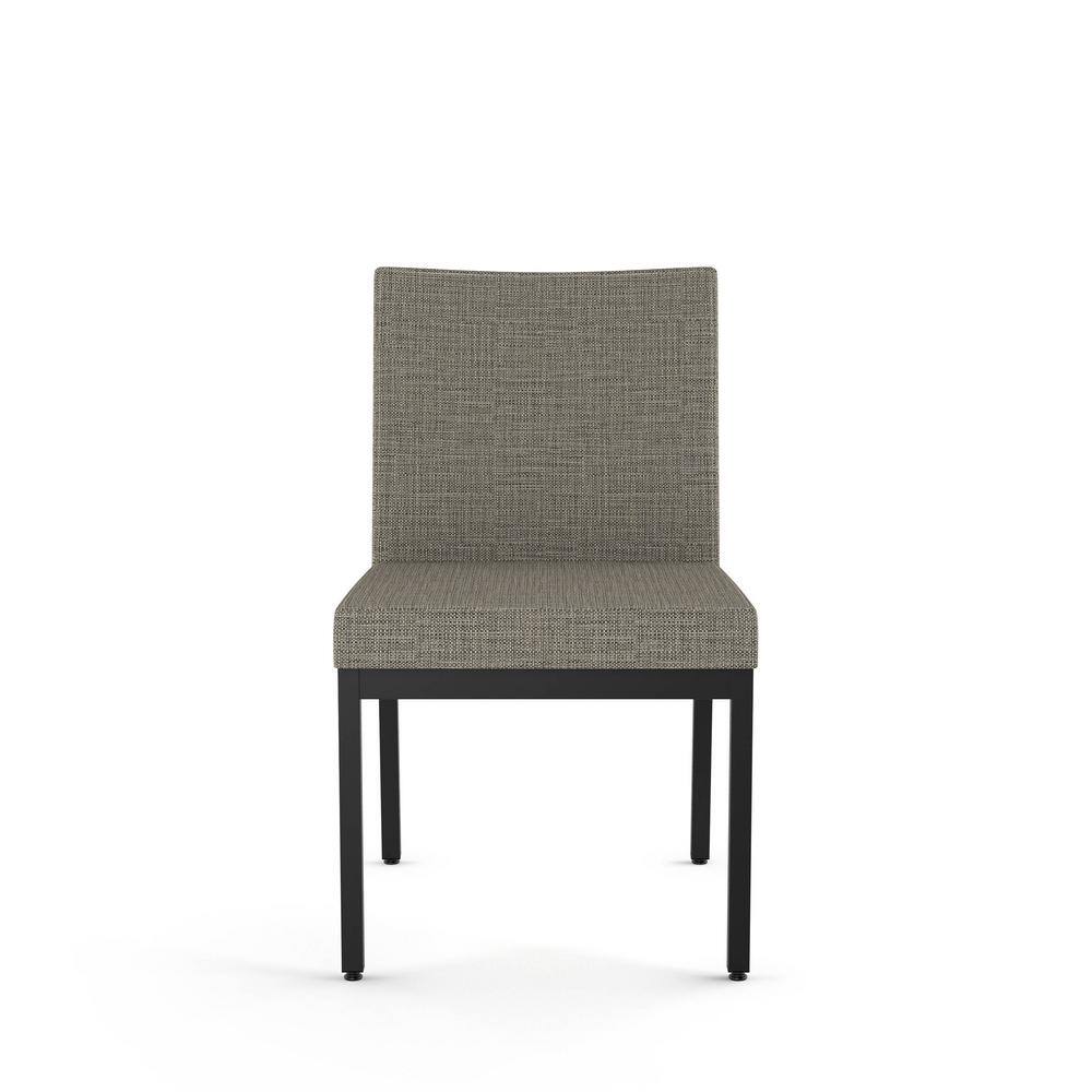 Beige & Black Tweed Fabric Dining Chair with Black Metal Frame, Set of 2
