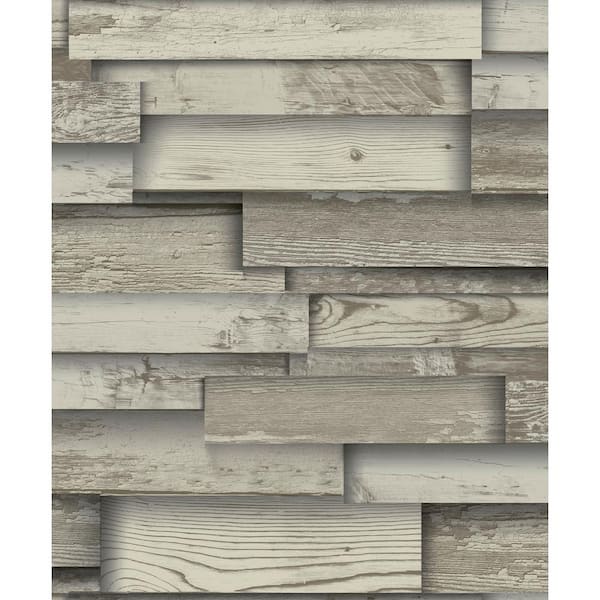 ARTISTICK Rustic Wood Neutral and Stick Non-Woven Peel Wallpaper