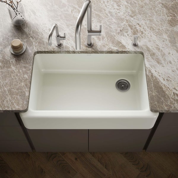 Whitehaven Farmhouse/Apron-Front Cast Iron 36 in. Single Basin Kitchen Sink in Dune
