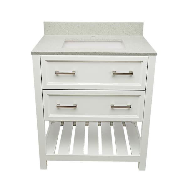 Tremblant 31 in. W x 22 in. D x 36 in. H Single Sink Bath Vanity in White with Galaxy White Qt. Top Single Hole