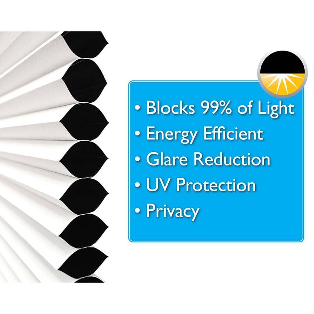 White Cordless Blackout Cellular Fabric Indoor Shade 30" x 64"
