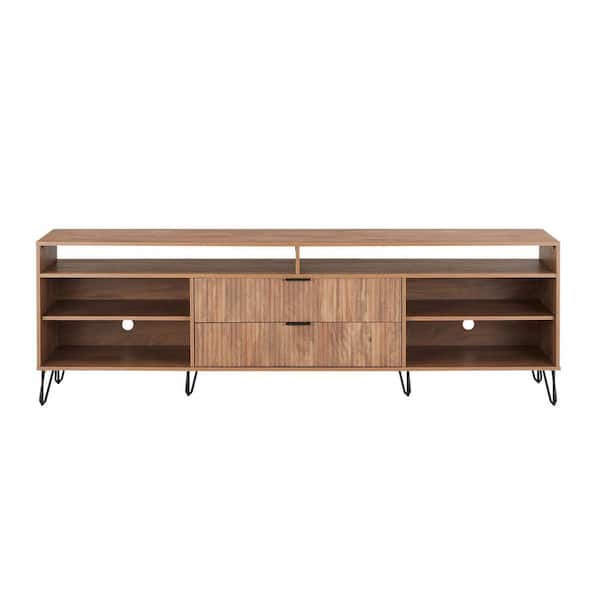 Manhattan Comfort DUMBO 85 in. Golden Brown Mid-Century Modern TV