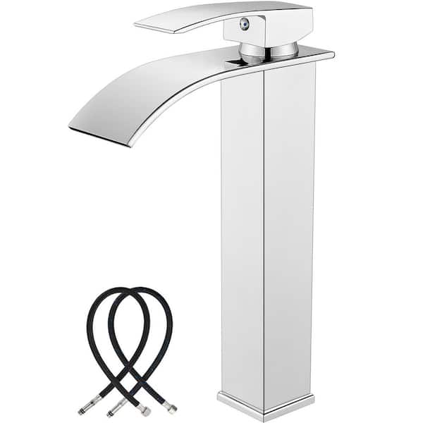 Unbranded Single Handle Single Hole Bathroom Faucet with Water Hose Included in Polish Chrome