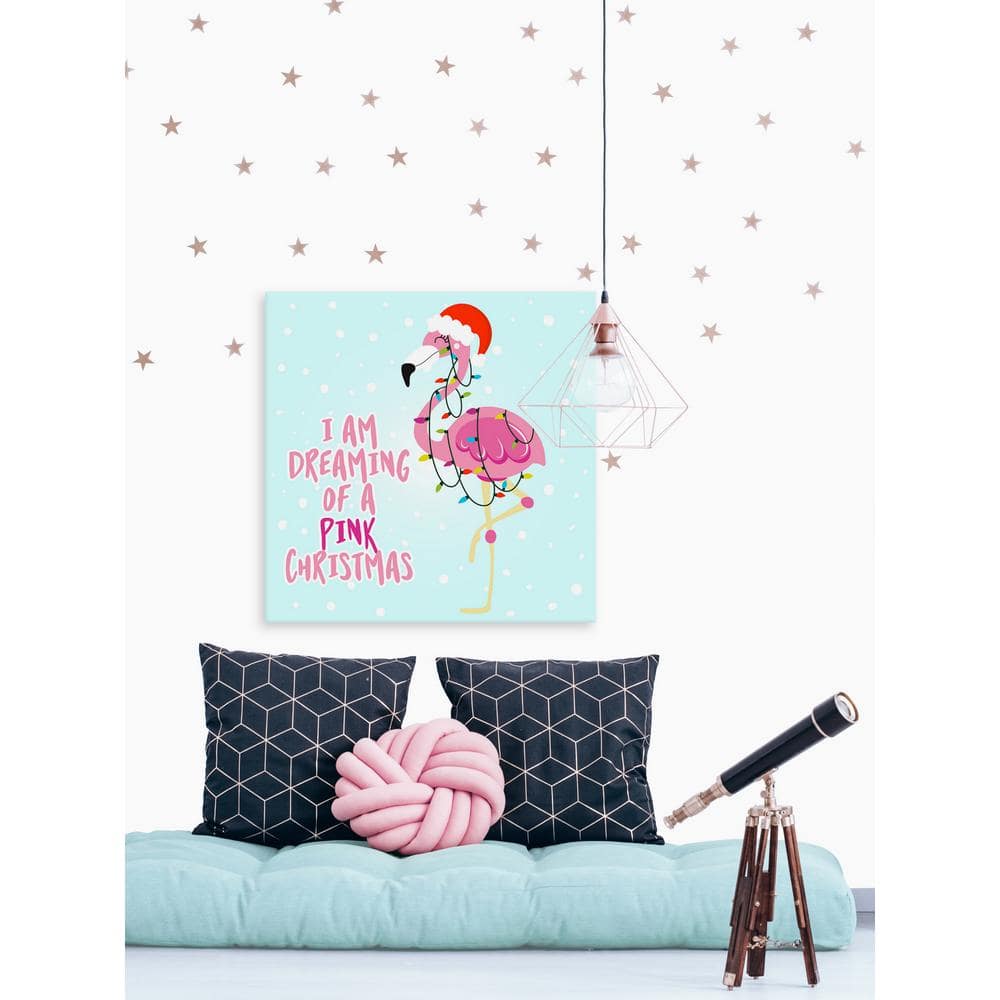 Pink Christmas By Marmont Hill Unframed Canvas Animal Art Print 12 in. x 12