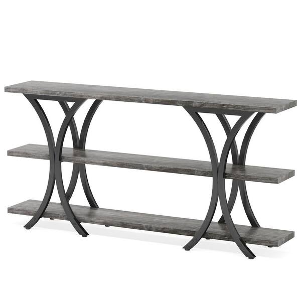 Tribesigns Catalin 40 in. Black Rectangle Wood Console Table, Modern Sofa  Table with Geometric Frame CT1717FF - The Home Depot