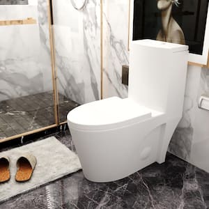 1-Piece 1.1/1.6 GPF Dual Flush Elongated Toilet in White (Seat Included)