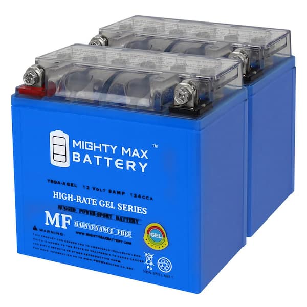 MIGHTY MAX BATTERY YB9A-A 12-Volt 9AH GEL Replacement Battery compatible with Parts Unlimited YT9A-A - 2 Pack