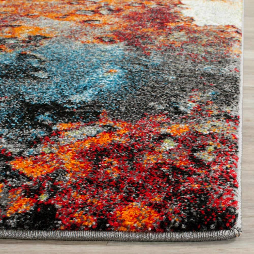 Abstract Marbled Blue Synthetic 10'6" x 14' Area Rug