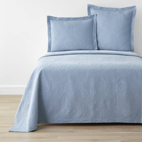 The Company Store Putnam Matelasse Dusty Blue Cotton Full Bedspread