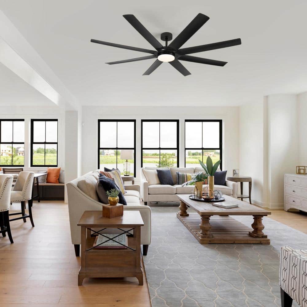 72 in. Black Ceiling Fan with Light, 8 Solid Wood Blades, 6-speed Reversible DC Motor price history on PriceWatchPro