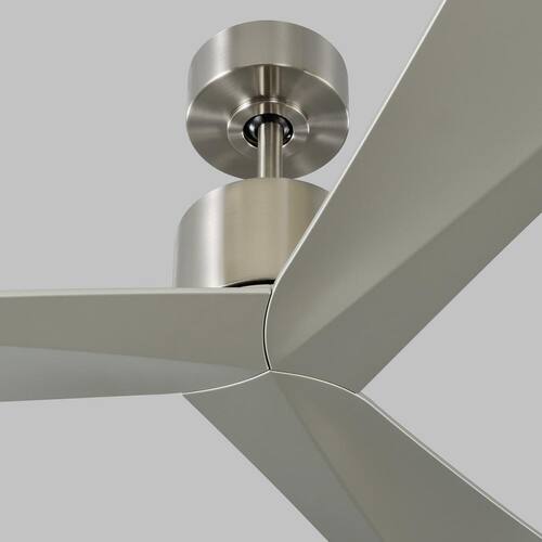 Adler 52 in. Indoor/Outdoor Brushed Steel Ceiling Fan with Sloped Silver Blades, DC Motor and 6-Speed Remote Control Lighting