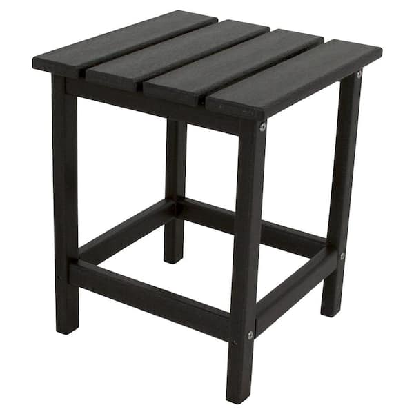 POLYWOOD Long Island 18 in. Black Patio Side Table