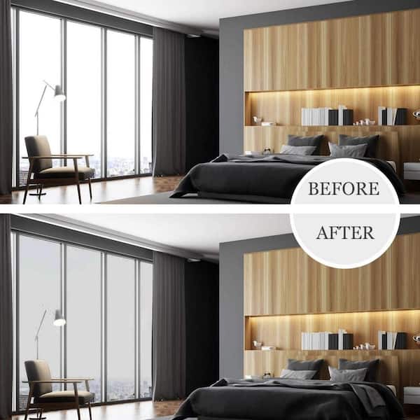 35.4 in. x 394 in. 1-Way Heat Control Privacy Window Film in Black-Silver