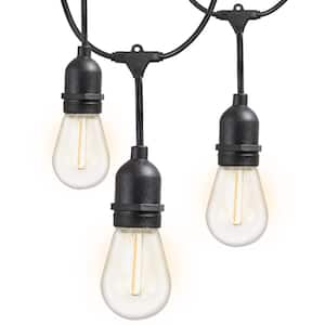 Outdoor 48 ft. Plug-in S14 Edison Bulb Weatherproof String Light with 16 Edison LED Light Bulbs, 2700K, Black