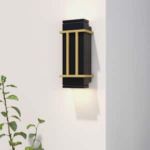 2-Light Matte Black Integrated LED Fixture Outdoor Wall Lantern Sconce with Frosted Glass Shade (4-Pack)