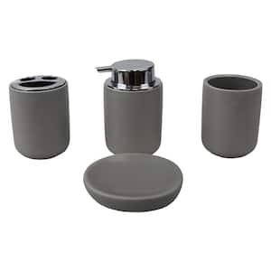 Luxem 4-Piece Ceramic Bath Accessory Set in Grey