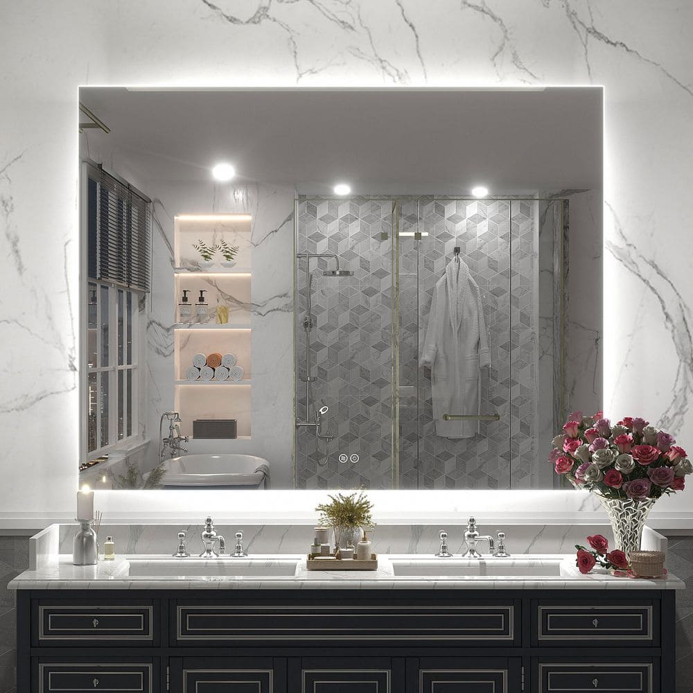 51 in. W x 40 in. H Rectangular Frameless UL Certified LED Backlited Anti-Fog Tempered Glass Wall Bathroom Vanity Mirror price history on PriceWatchPro