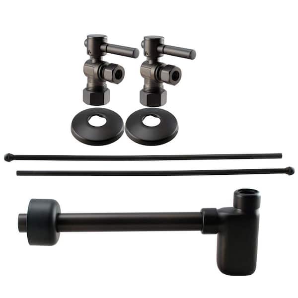 1/2 in. Nominal Compression Lever Handle Angle Stop Complete Pedestal Sink Installation Kit in Oil Rubbed Bronze