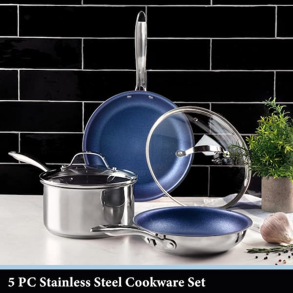 Granitestone Diamond 3-Piece Frying Pan Set, Nonstick Cookware, Size: 3pc, Blue