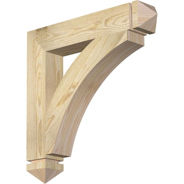 Ekena Millwork 4 in. x 24 in. x 24 in. Douglas Fir Thorton Arts and Crafts Rough Sawn Bracket