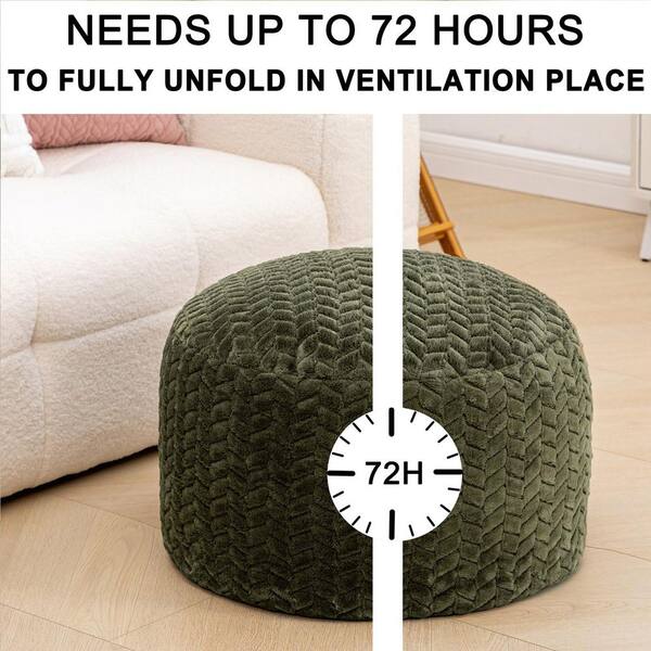 HAY POUF eucalyptus BIGクッション プフ グリーン Green Plush Upholstered Round Pouf Ottoman Foot Rest High-Density