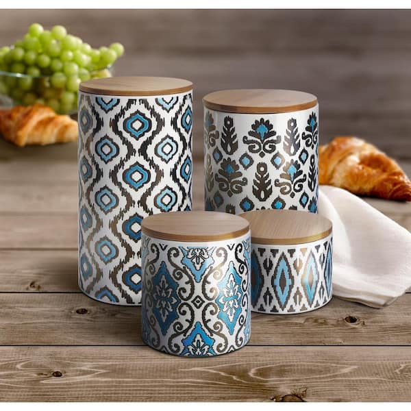 Blue Shells Ceramic Canisters - Set of 4