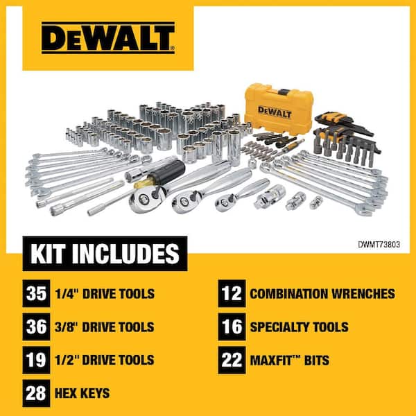 DEWALT - 1/4 in., 3/8 in. and ½ in. Drive Polished Chrome Mechanics Tool Set (168-Piece)