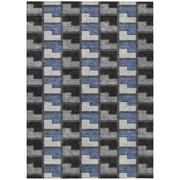 Chantille Machine Washable Indoor/Outdoor Abstract ACN2417 Black 3 ft. x 4 ft. Area Rug