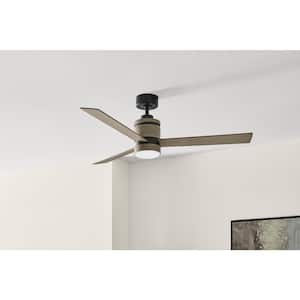 Pavilion 56 in. Integrated CCT LED Indoor Matte Black Ceiling Fan with Light and Remote Control Included
