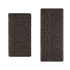 Marni Gray 17.5 in. x 48 in. Floral Synthetic 2-Piece Kitchen Mat Set