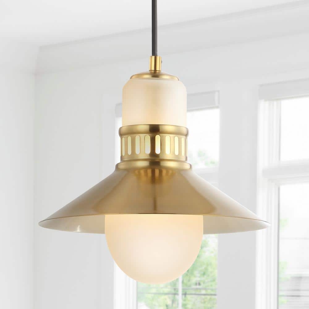 Colin 9.75" Brass Gold Adjustable LED Glass Globe Pendant