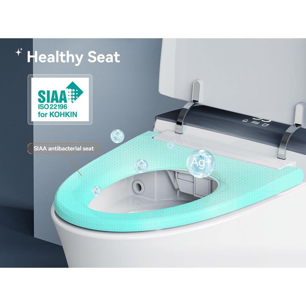 White Ceramic Smart Bidet Toilet with LED Display and Heated Seat