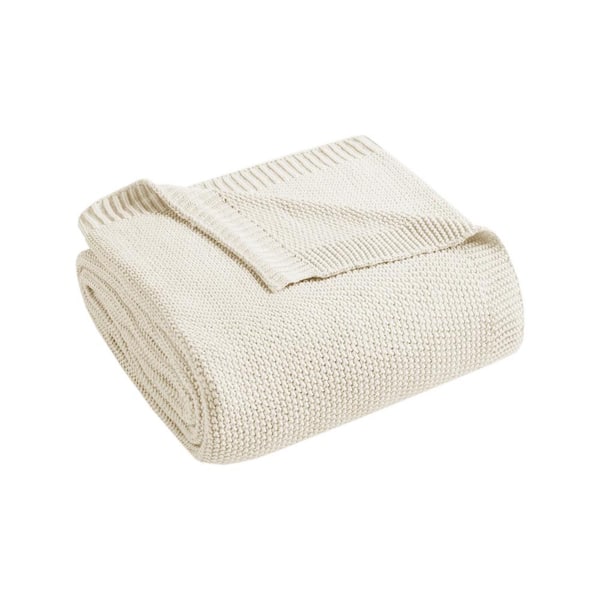 INK+IVY Bree Knit Ivory Acrylic King Blanket