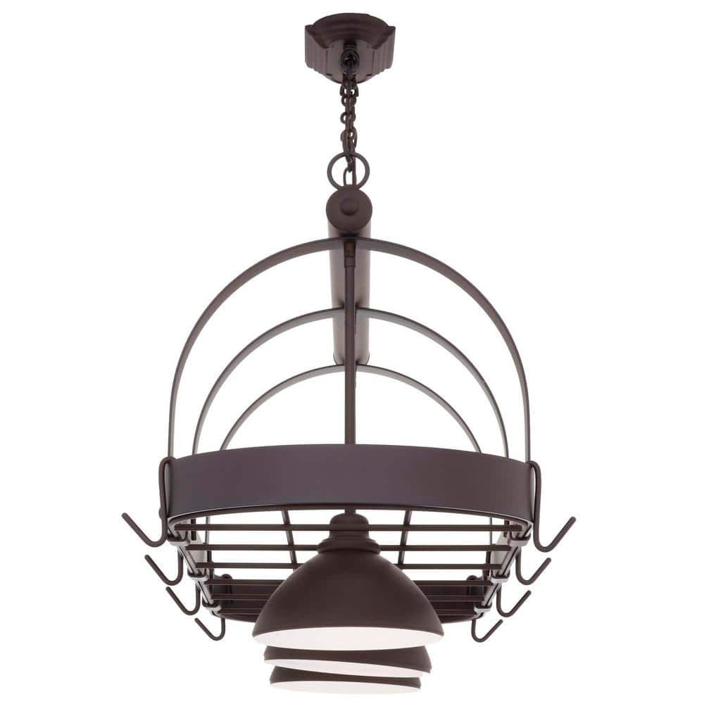 Hammerfest Antique Bronze 3-Light Metal Pot Rack