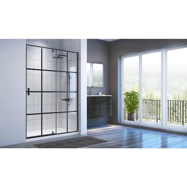 A&E Jana 32 in. x 75 in. Framed Pivoting Shower Door Enclosure with Acrylic Base in Matte Black