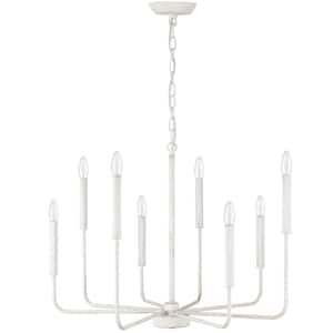Mercer 8-Light Distressed White Classic/Traditional Chandelier for Living Room, Kitchen Island with No Bulbs Included