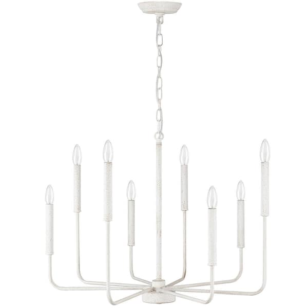 LWYTJO Mercer 8-Light Distressed White Classic/Traditional Chandelier for Living Room, Kitchen Island with No Bulbs Included