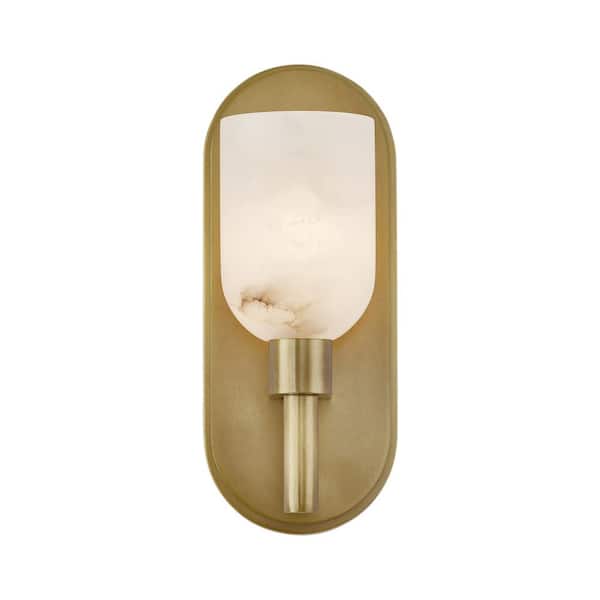 Lucian 9-in 1 Light 60-Watt Vintage Brass/Alabaster Vanity Light