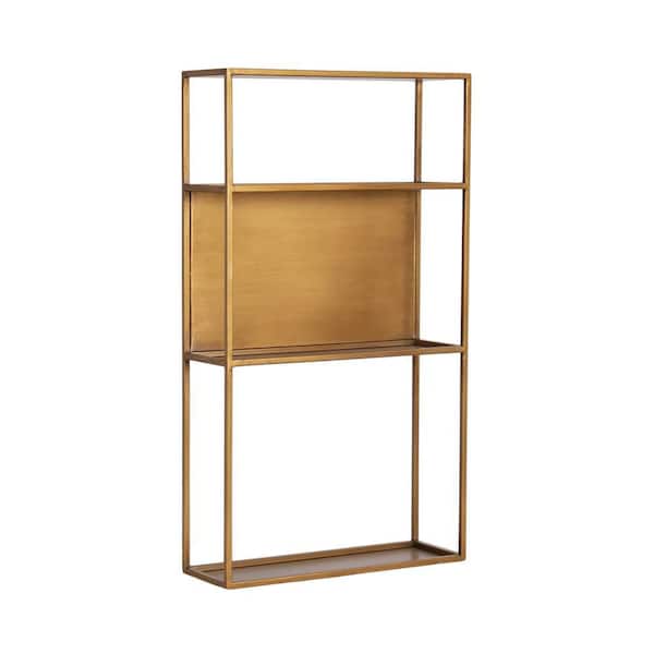 Kate and Laurel Nomi 18 in. W x 6 in. D Gold Metal Decorative Wall Shelf