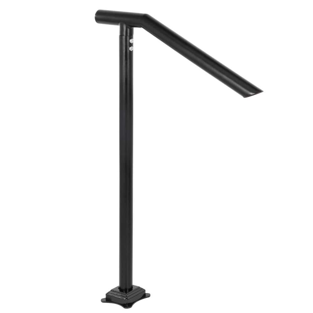 3 ft. Step Railing, Stair Handrail, 40 in. H x 28 in. W, Black, Iron, Stair Railing Kit, Floor Mounted Arched Handrails price history on PriceWatchPro